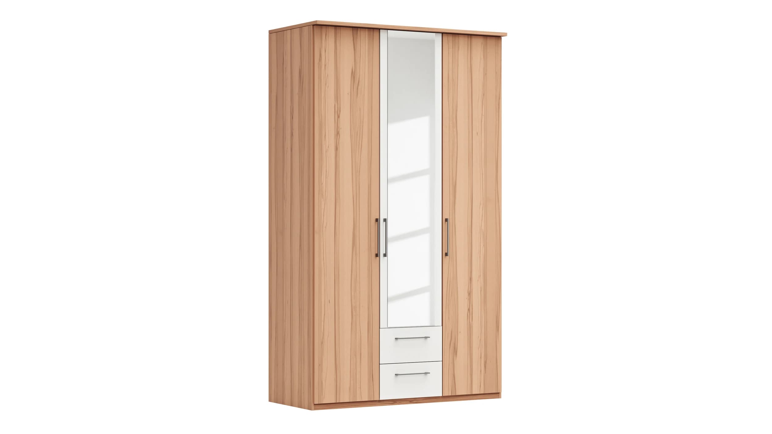Drehtürenschrank Viana - B. ca. 136 cm, Furnier, Kernbuche, Weiß