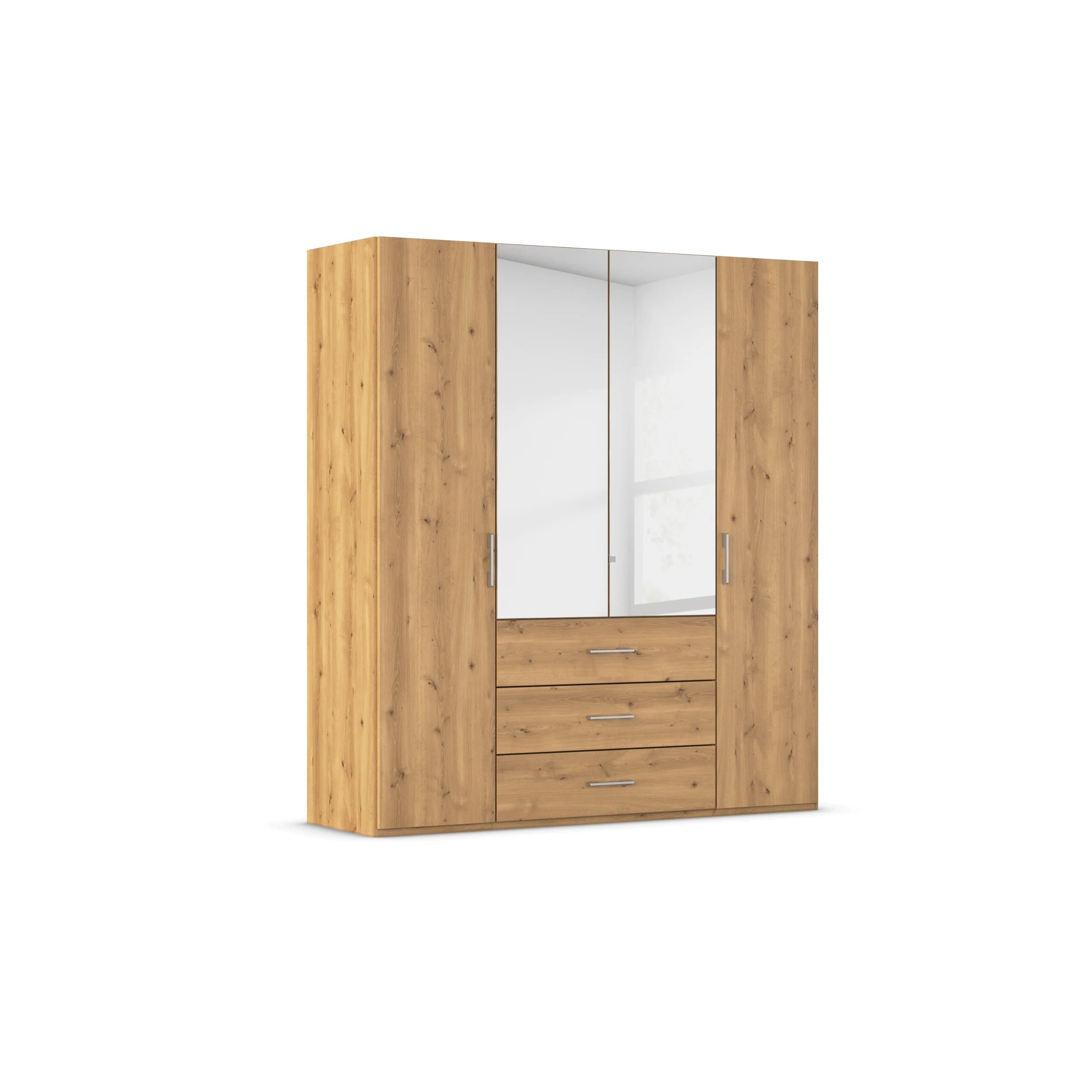 Drehtürenschrank EM Silves - B. ca. 201 cm, mit Spiegeltüren, 3 Schubkästen, Asteiche