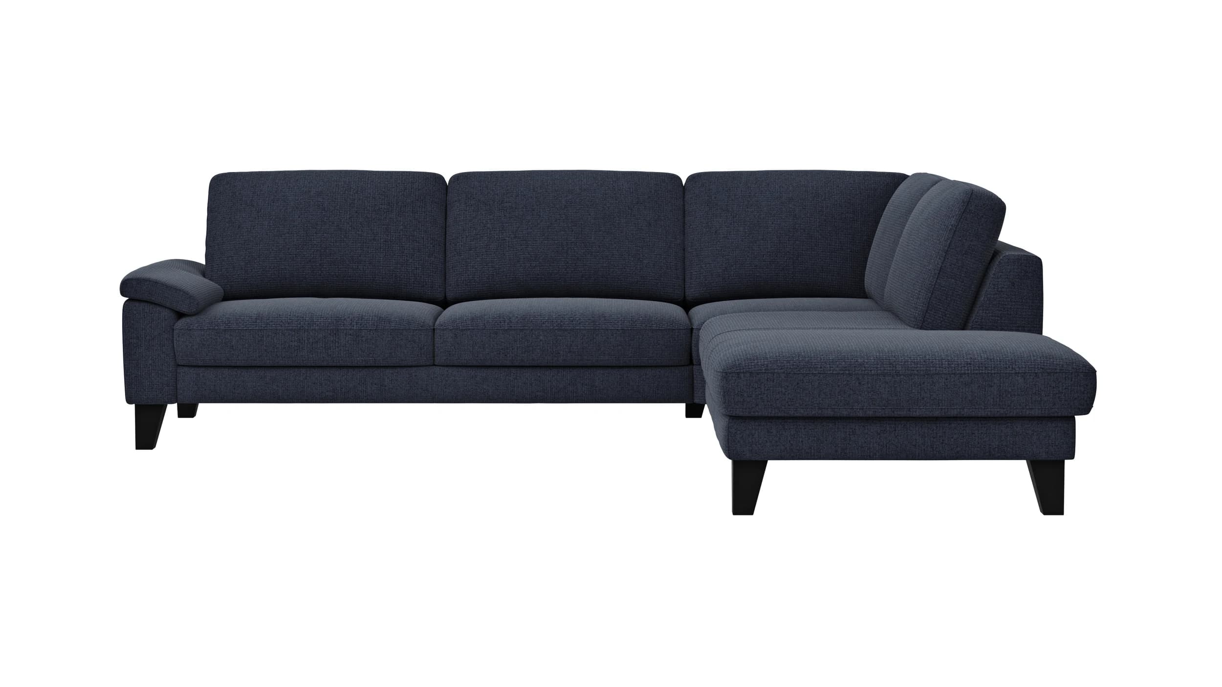 Ecksofa Oviedo - 2,5-Sitzer mit Ecke rechts, Stoff, Dunkelblau