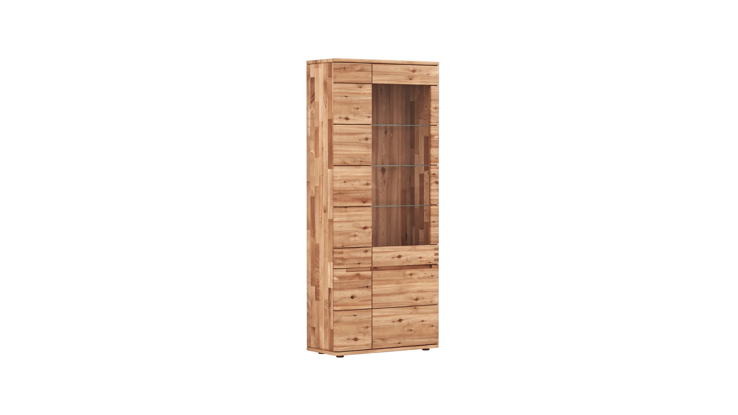 Vitrine Cartago Soft - Astbuche massiv, natur geölt