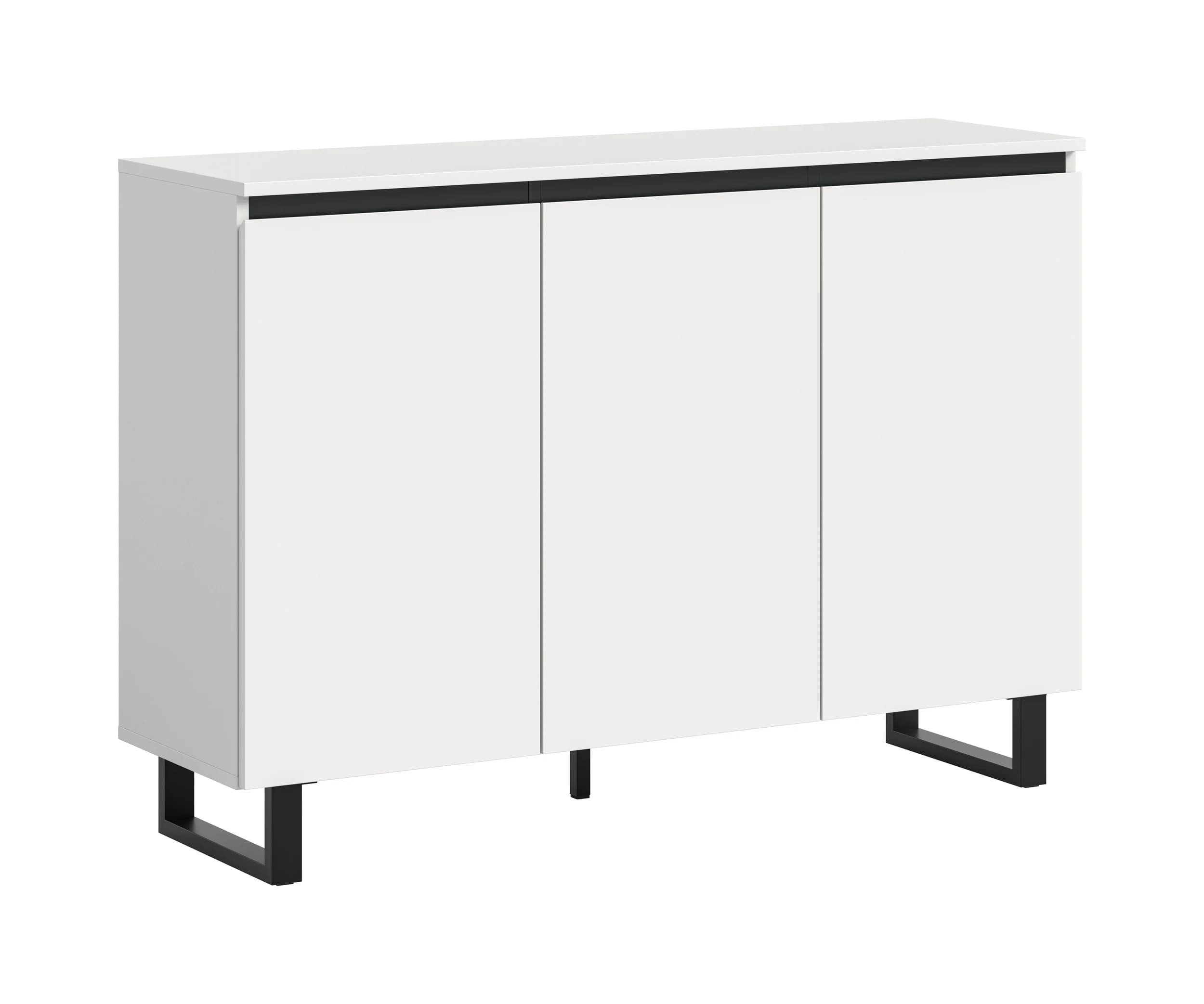 Sideboard - B ca. 120 cm, Weiß, Schwarz