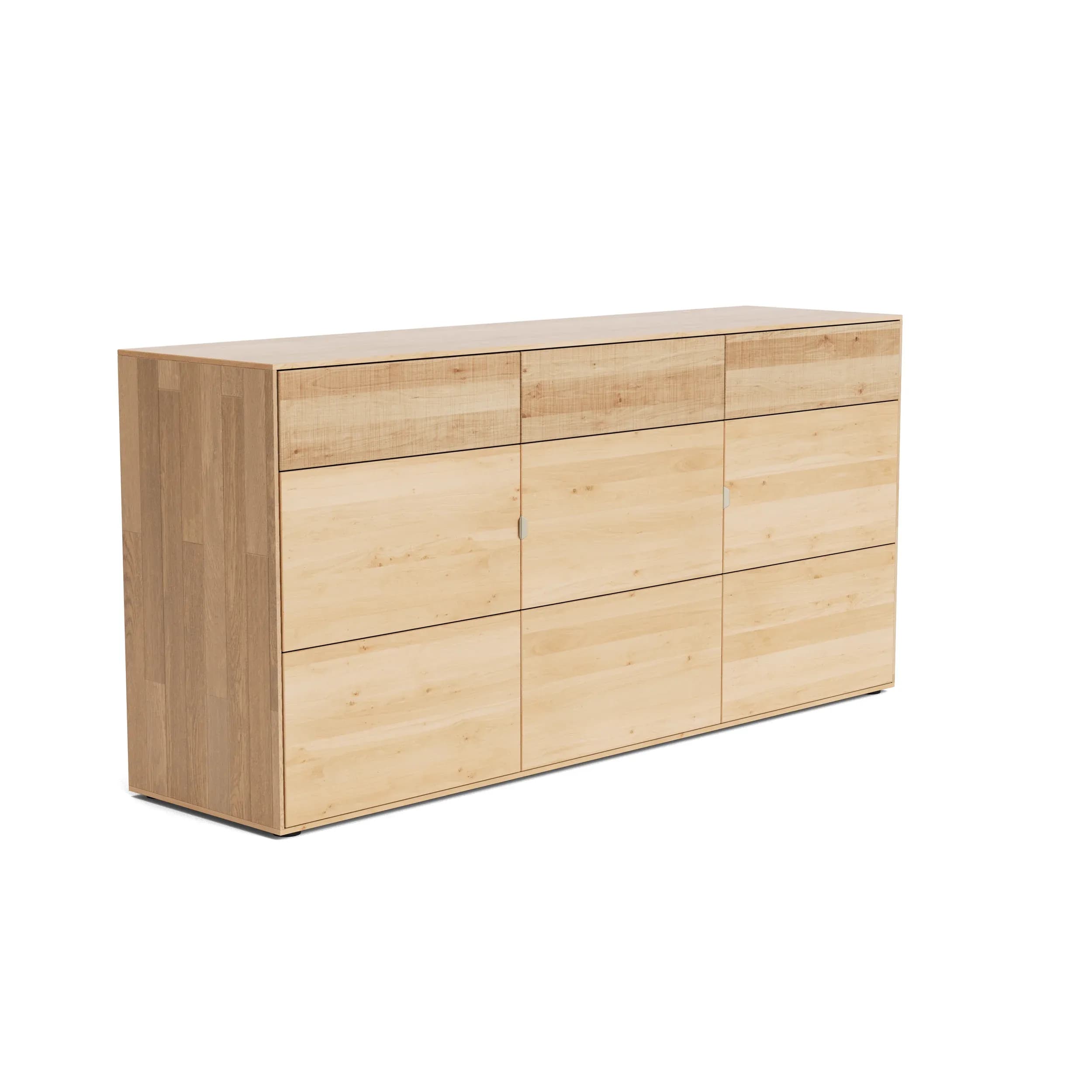 Sideboard Koruna - Eiche massiv legno geölt, Front Holz oben sägerau, unten glatt