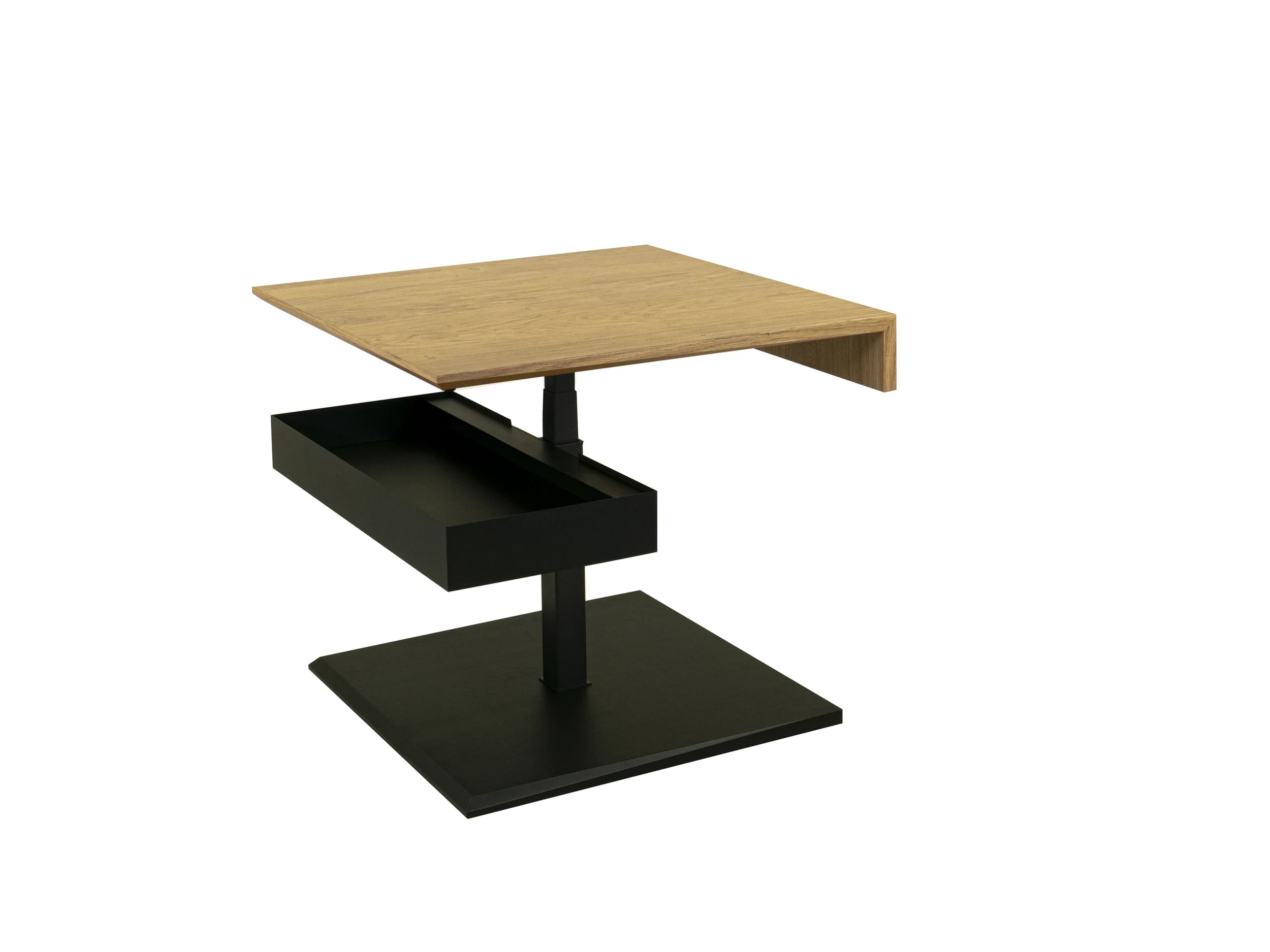 Couchtisch - höhenverstellbar, LBH. ca.70x70x47-65 cm, Wildeiche furniert