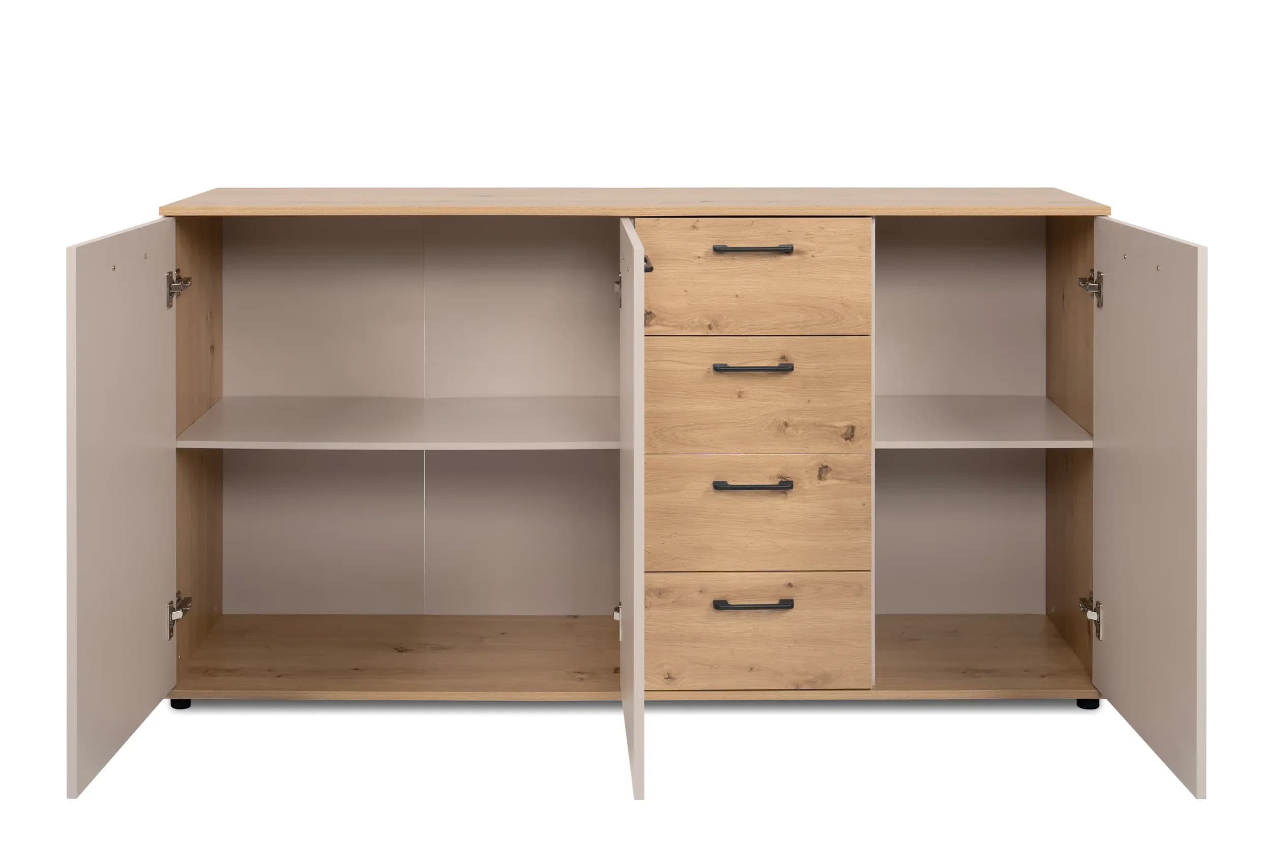 Sideboard- B ca. 160 cm, Eiche Dekor, Beige