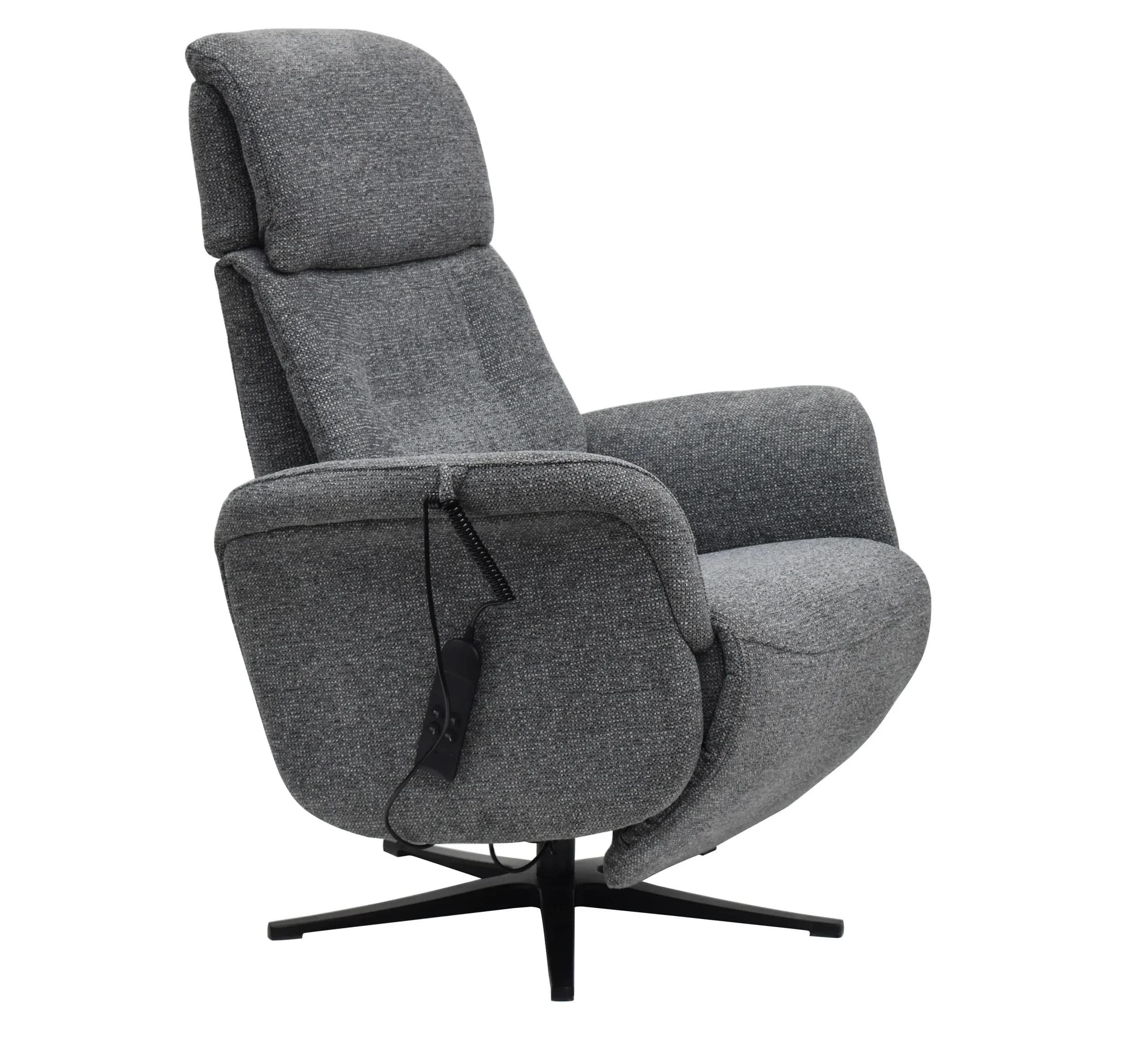 TV-Sessel MARLON - drehbar, Relaxfunktion, Kopfteilverstellung, Stoff, Graublau