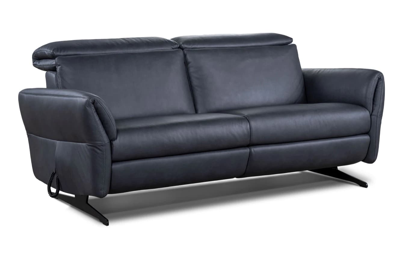 Sofa - 2-Sitzer, Relaxfunktion/Kopfteil verstellbar motorisch, Leder, Anthrazit