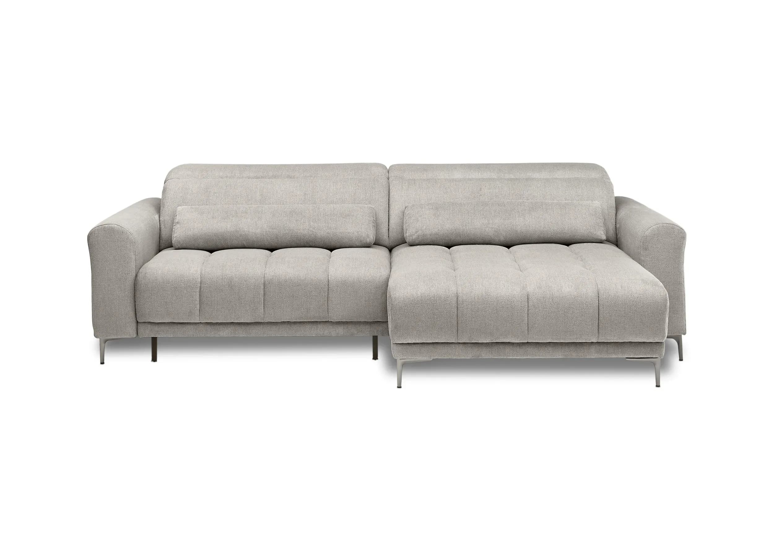 Ecksofa MINAO - 1,5-Sitzer mit Longchair rechts, Sitztiefe verstellbar motorisch, Kopfteil verstellbar, Stoff, Truffle