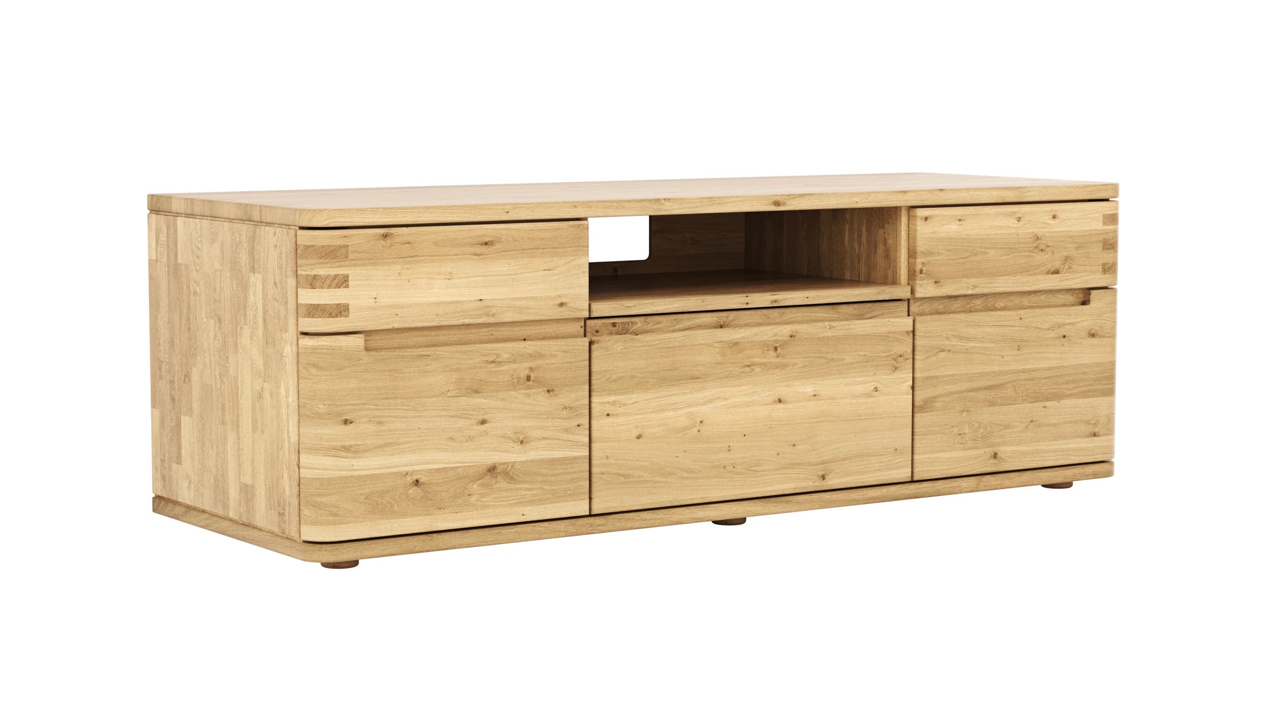 Lowboard Cartago Soft - Wildeiche massiv, bianco geölt