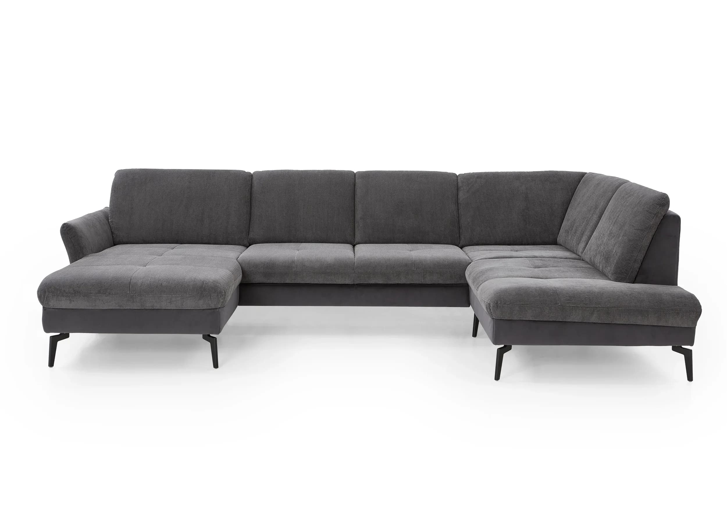 Wohnlandschaft - Longchair links mit 2,5-Sitzer und Ecke rechts, Stoff Anthrazit