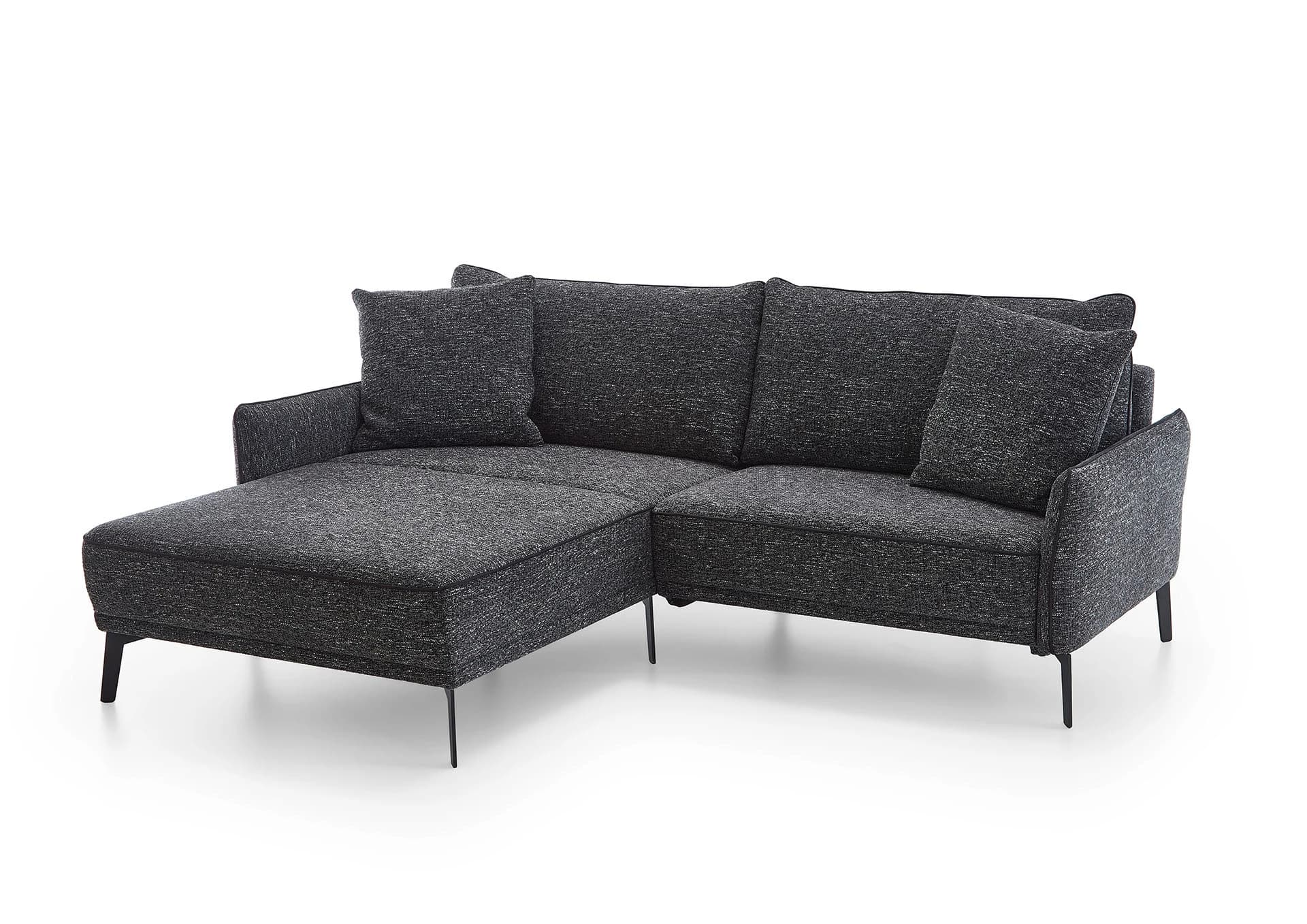 Ecksofa - Longchair links mit 1-Sitzer, Stoff, Grau