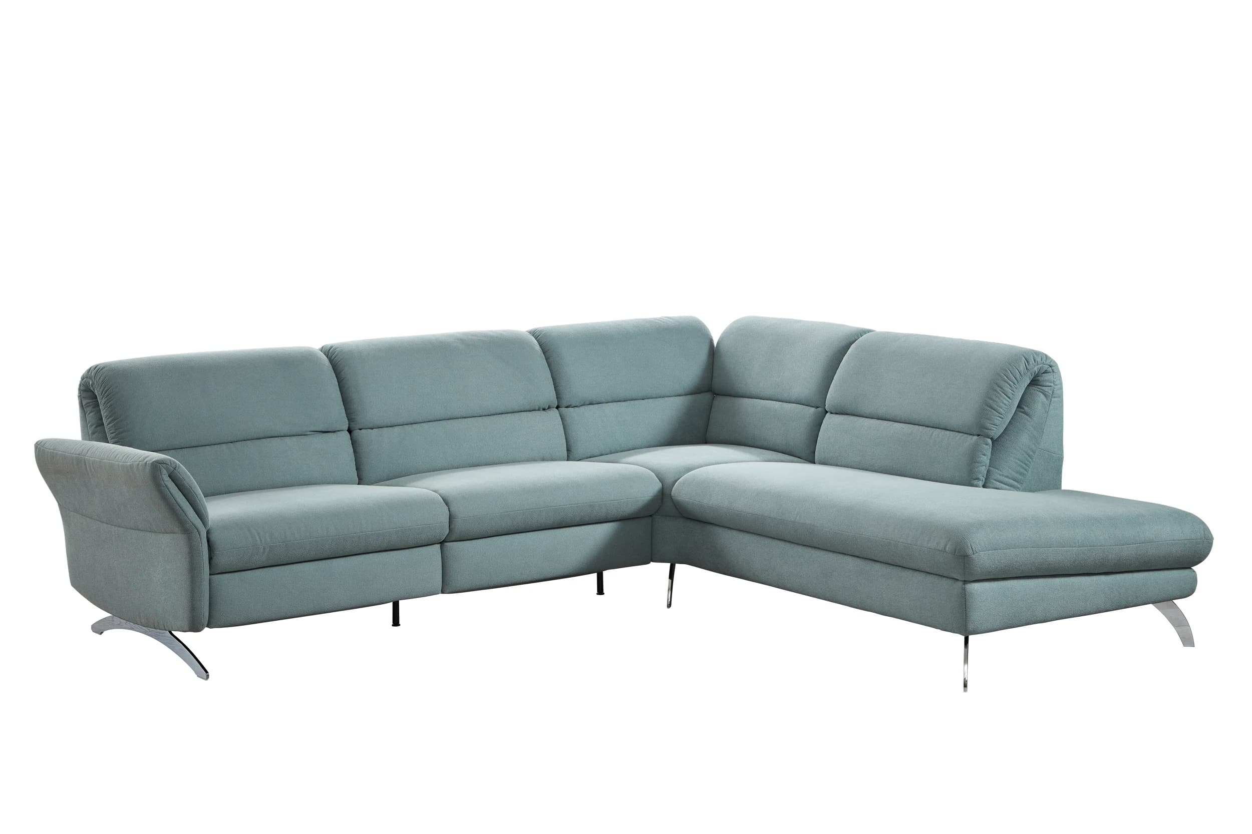 Ecksofa EM Koper - 3-Sitzer mit Ecke rechts, Rückenlehne verstellbar, Stoff, grün