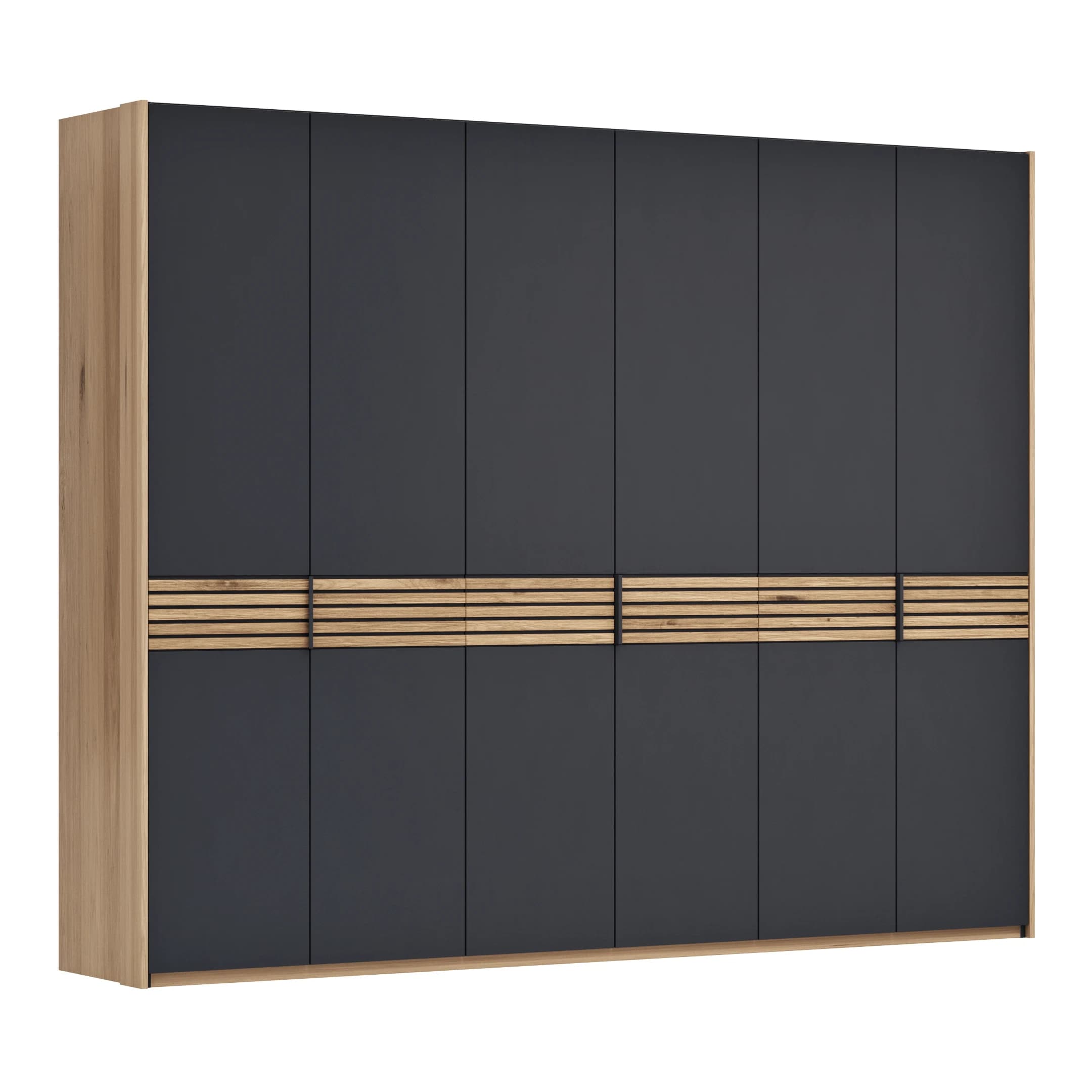 Drehtürenschrank Viana - B ca. 303cm, Lack, Anthrazit