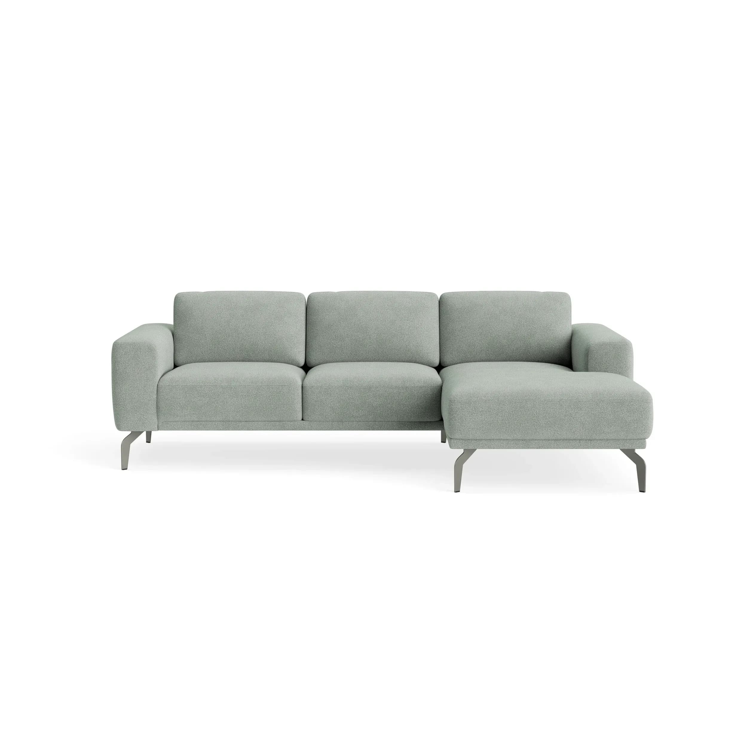 Ecksofa Benissa - 2,5-Sitzer mit Longchair rechts inkl. Sitztiefe und Rückenlehne verstellbar, Stoff, Mint