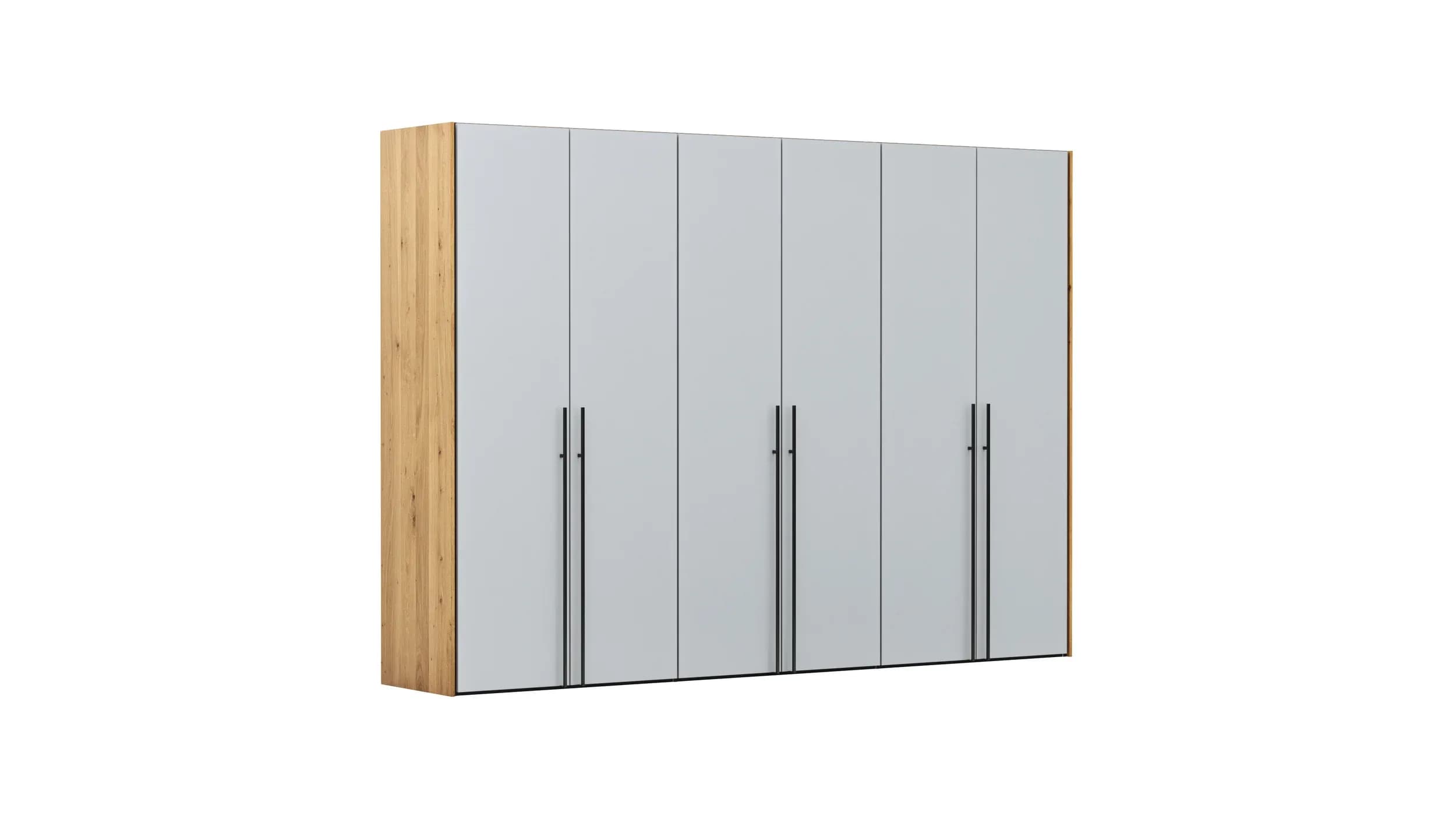 Drehtürenschrank Colorado - B ca. 307 cm, Glas, Hellgrau matt