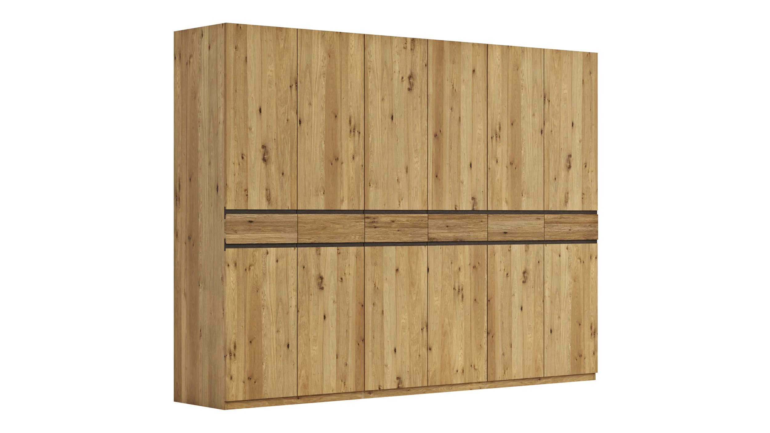 Drehtürenschrank Baltimore - B ca. 292 cm, Wildeiche massiv, natur geölt