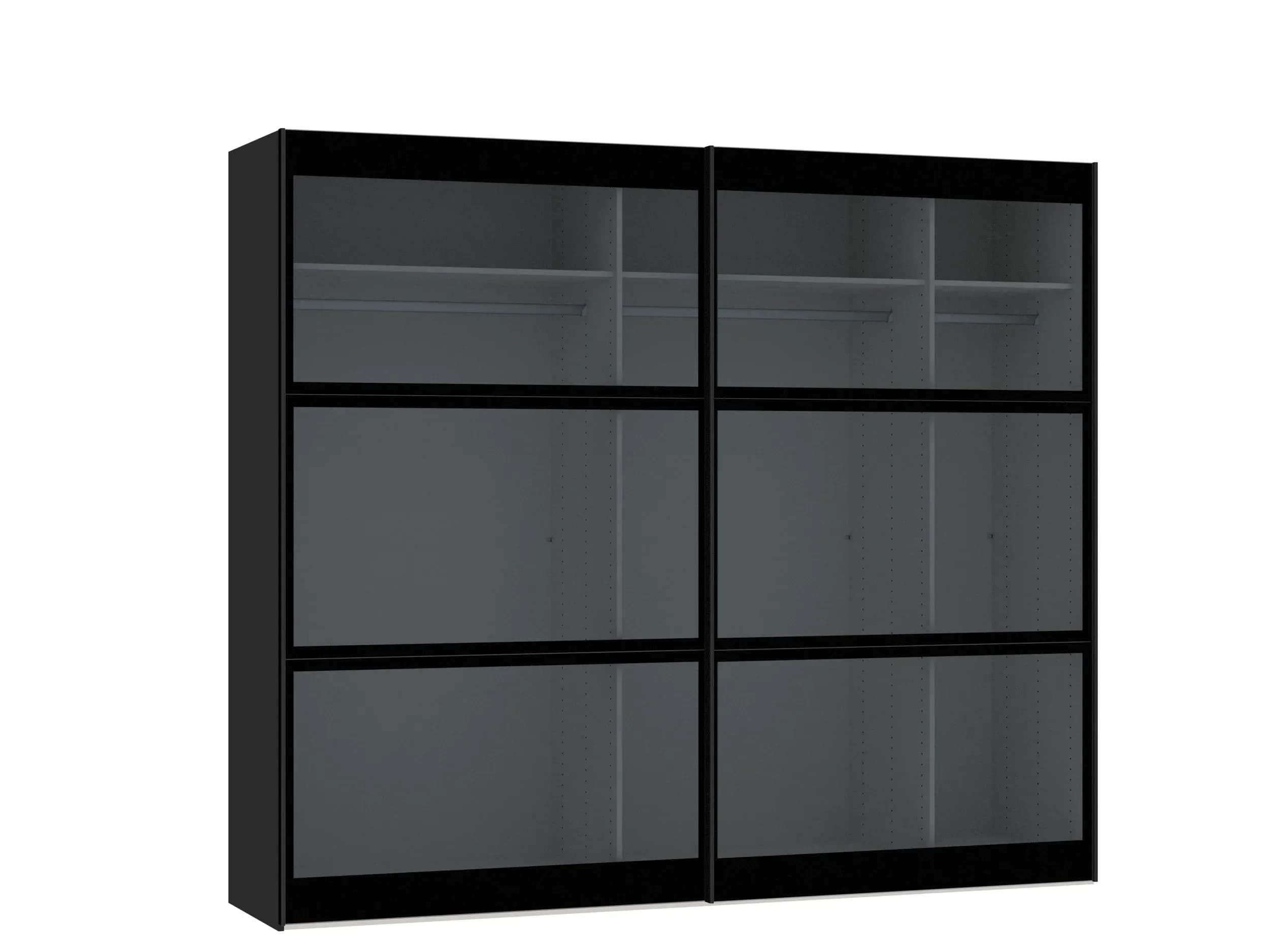 Schwebetürenschrank JOIN IT- B ca. 252 cm, Schwarz, Rauchglas, Dunkel