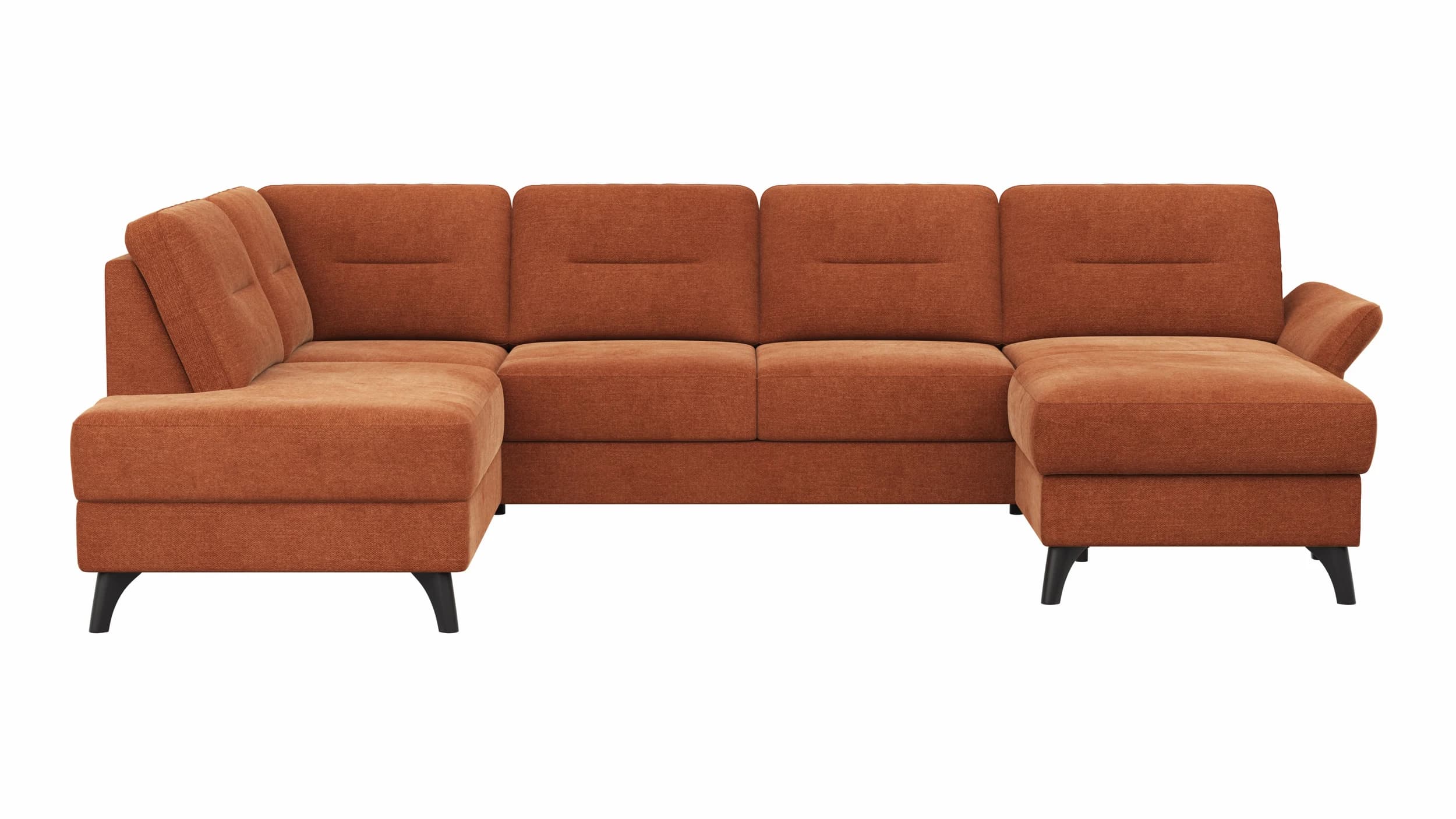 Wohnlandschaft Almyra - Ottomane links, 2,5-Sitzer, Longchair rechts, Stoff, Kupfer