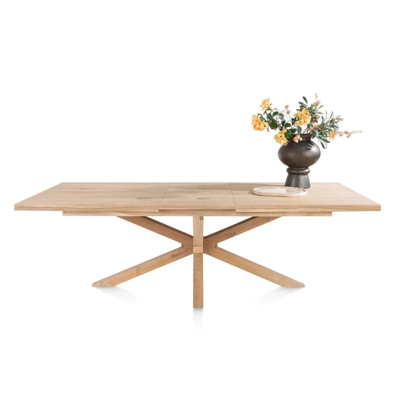 Nyborg, Auszugtisch 190 (+ 50) x 100 cm - rechteckige Tischplatte - Mittelfuß Holz