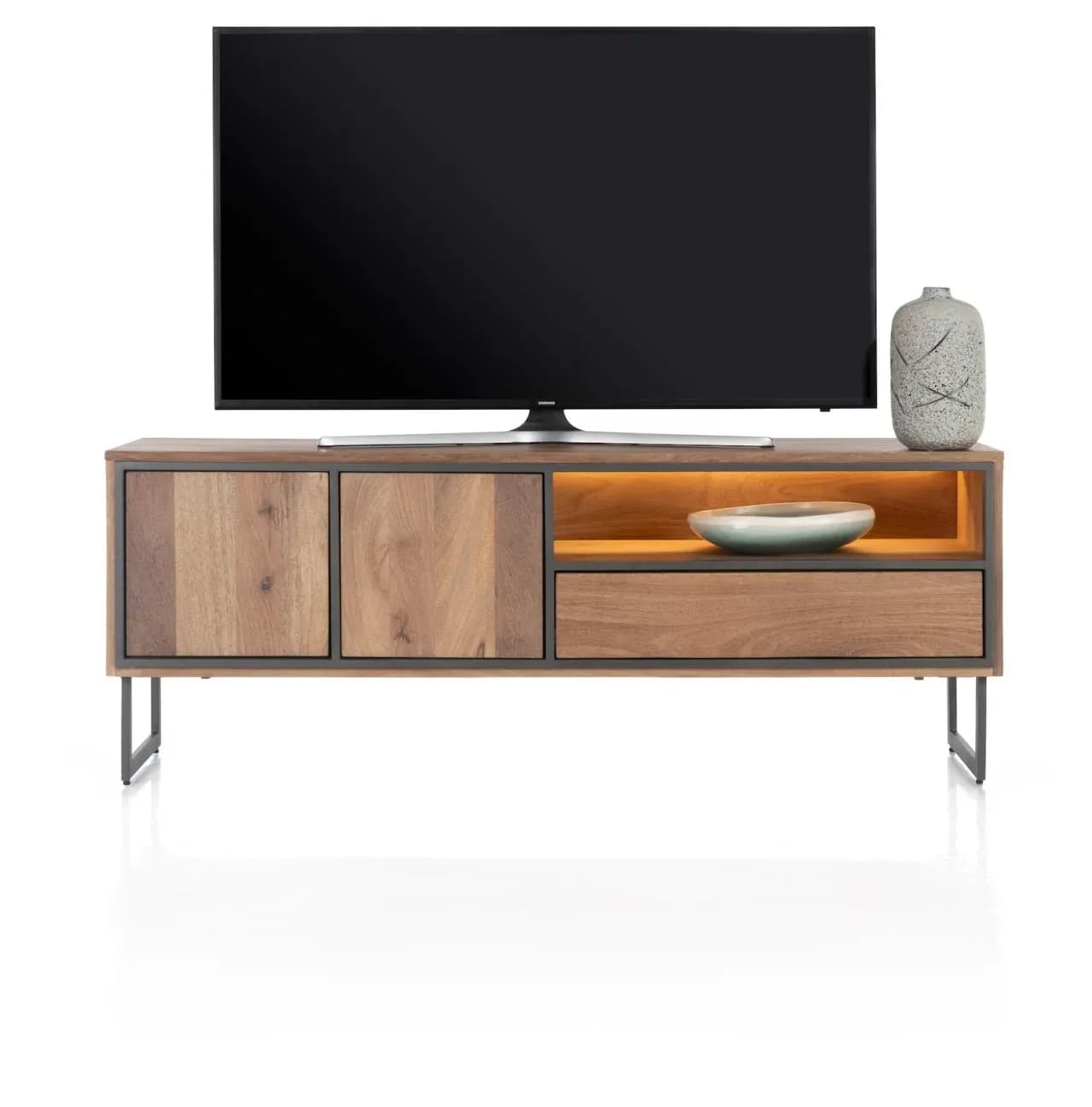 Trapani, Lowboard 160 cm - 2-Türen + 1-Lade + 1-Nische (+ LED)