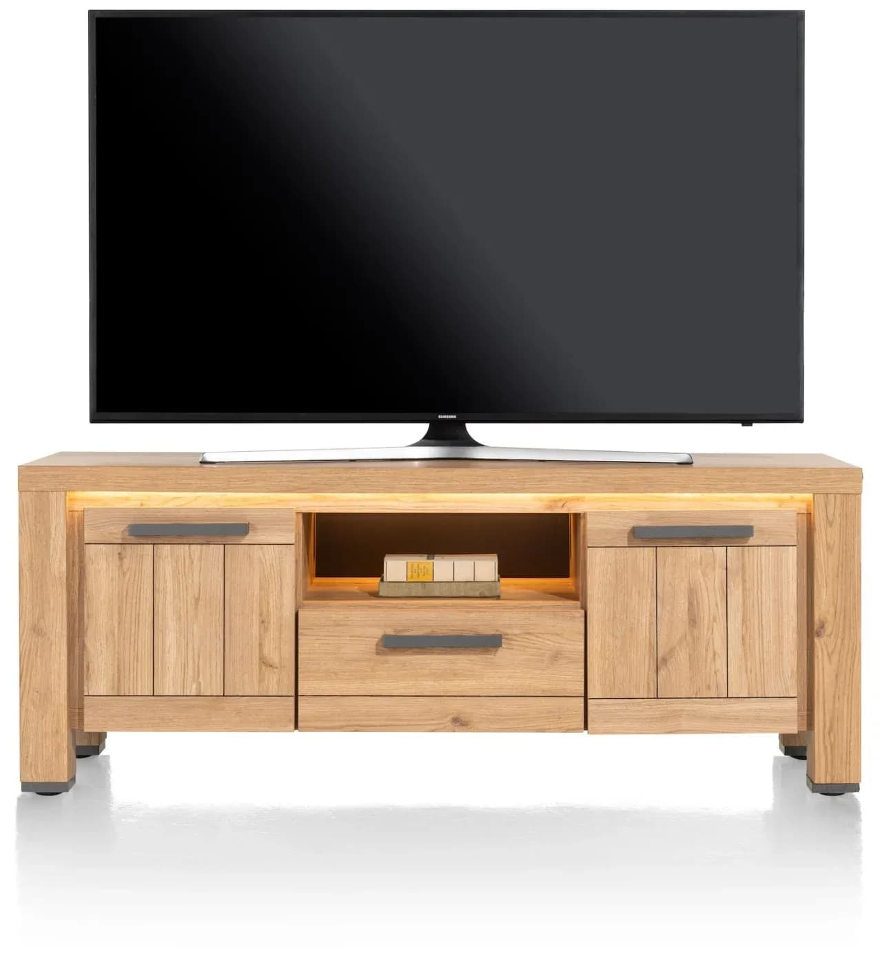 Delmonte, Lowboard 140 cm - 2-Türen + 1-Lade + 1-Nische (dimmbare LED-Beleuchtung)