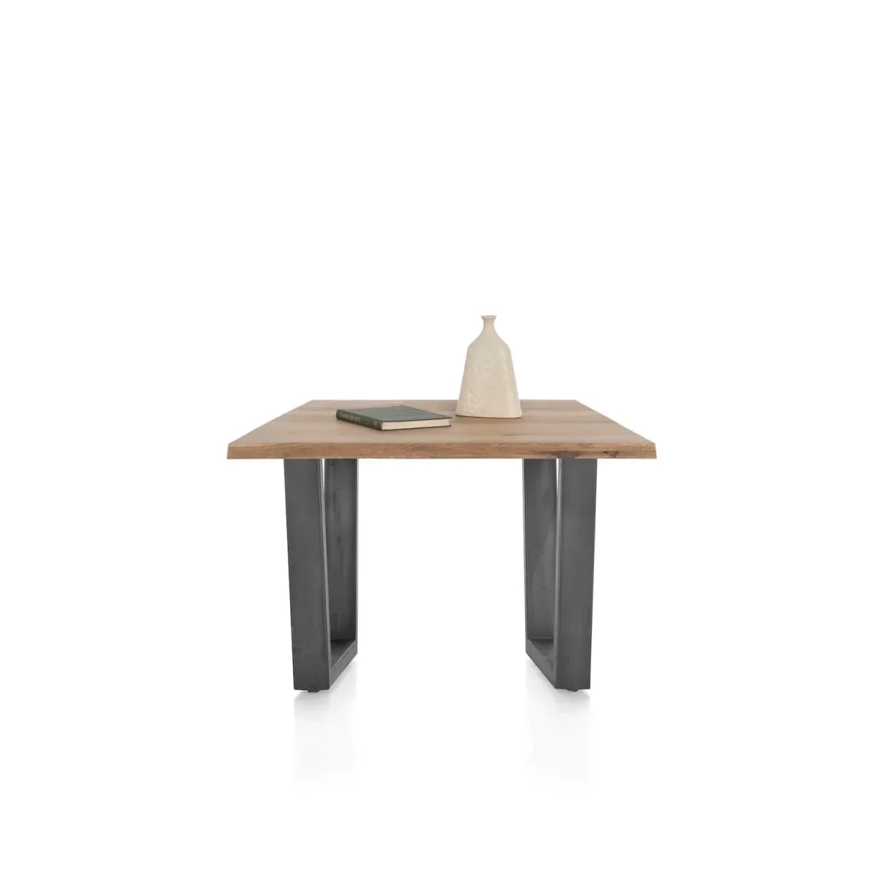 Nyborg, Tisch 150 x 100 cm - Tischplatte mit natürliche Baumkante - V-Fuß Metall