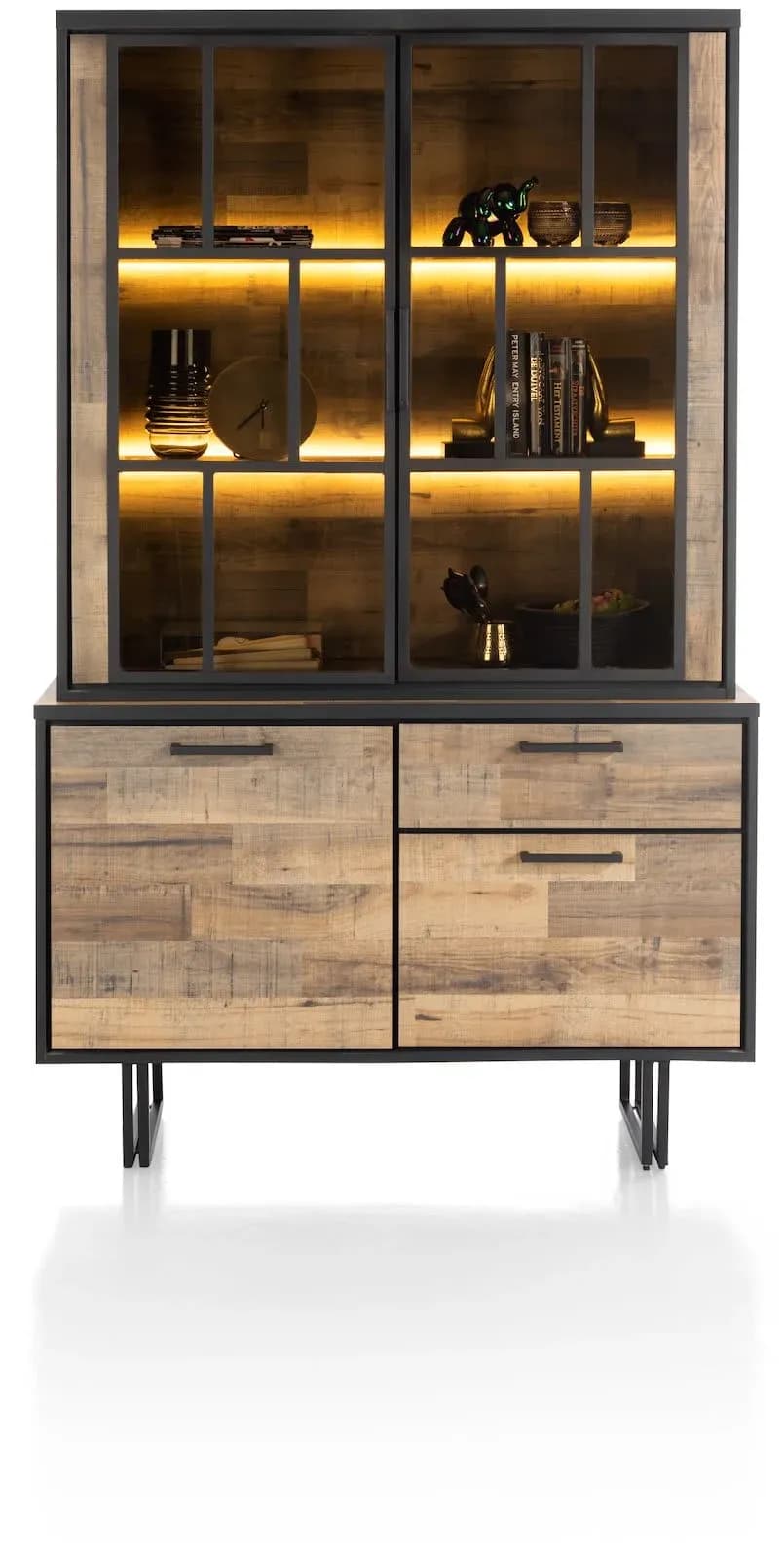 Avalon, Buffet 127 cm - 2-Türen + 1-Lade + 2-Glastüren (+ LED)