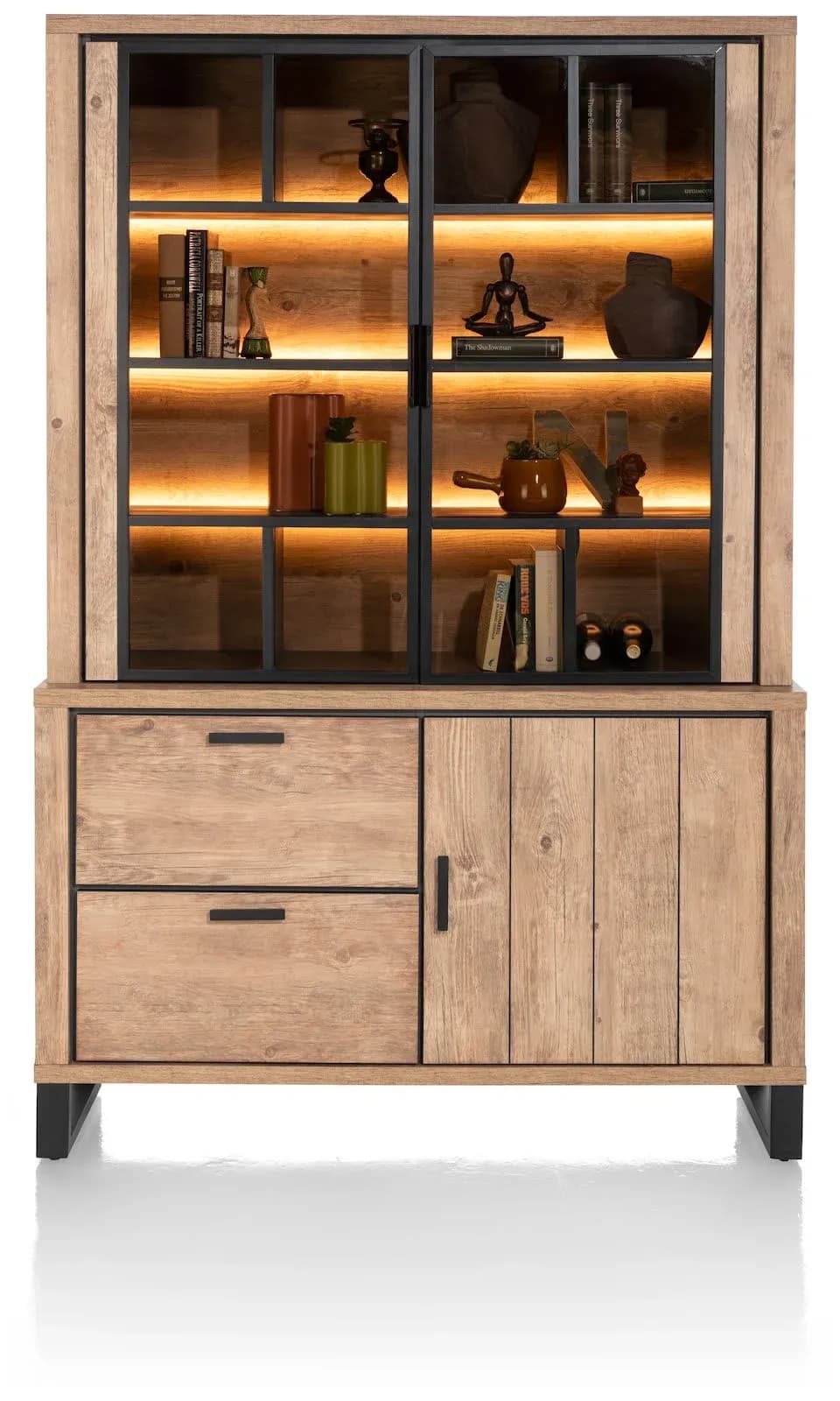 Pavarotti, Buffet 140 cm - 2-Glastüren + 1-Tür + 2-Laden (+ LED)