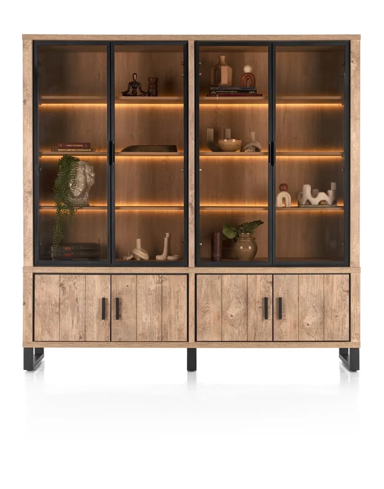 Pavarotti, Buffet 210 cm - 4-Türen + 4-Glastüren (+ LED)