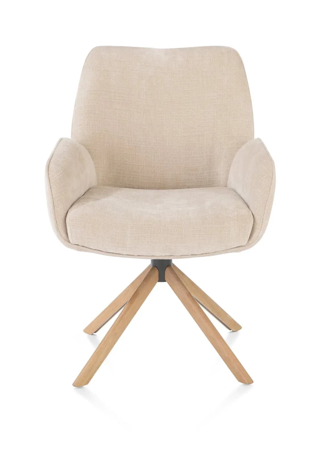 Riley, Armlehnstuhl - Eiche naturel 4 Fuß + relax Function - drehbar - Pocket Komfort - Stoff Cadiz