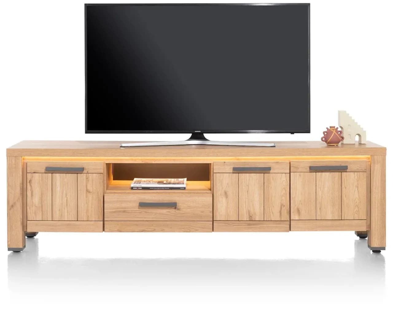 Delmonte, Lowboard 200 cm - 3-Türen + 1-Lade + 1-Nische (dimmbare LED-Beleuchtung)