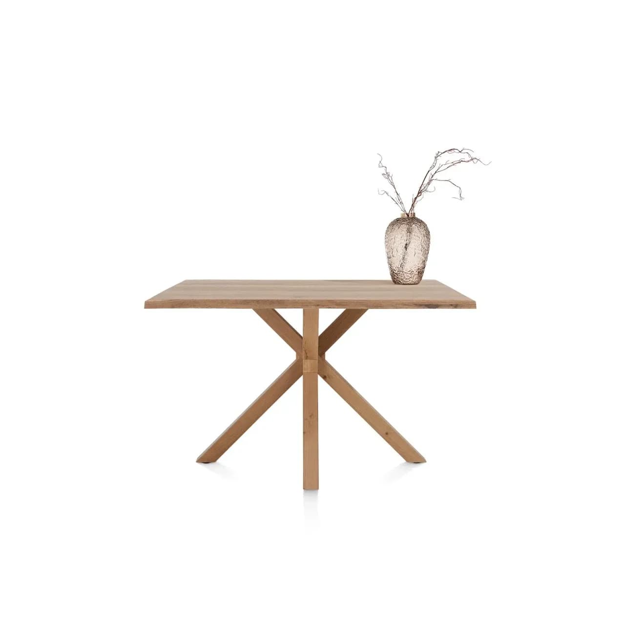 Nyborg, Tresentisch 150 x 100 cm -Tischplatte mit natürliche Baumkante -Mittelfuß Holz (Höhe: 92 cm)