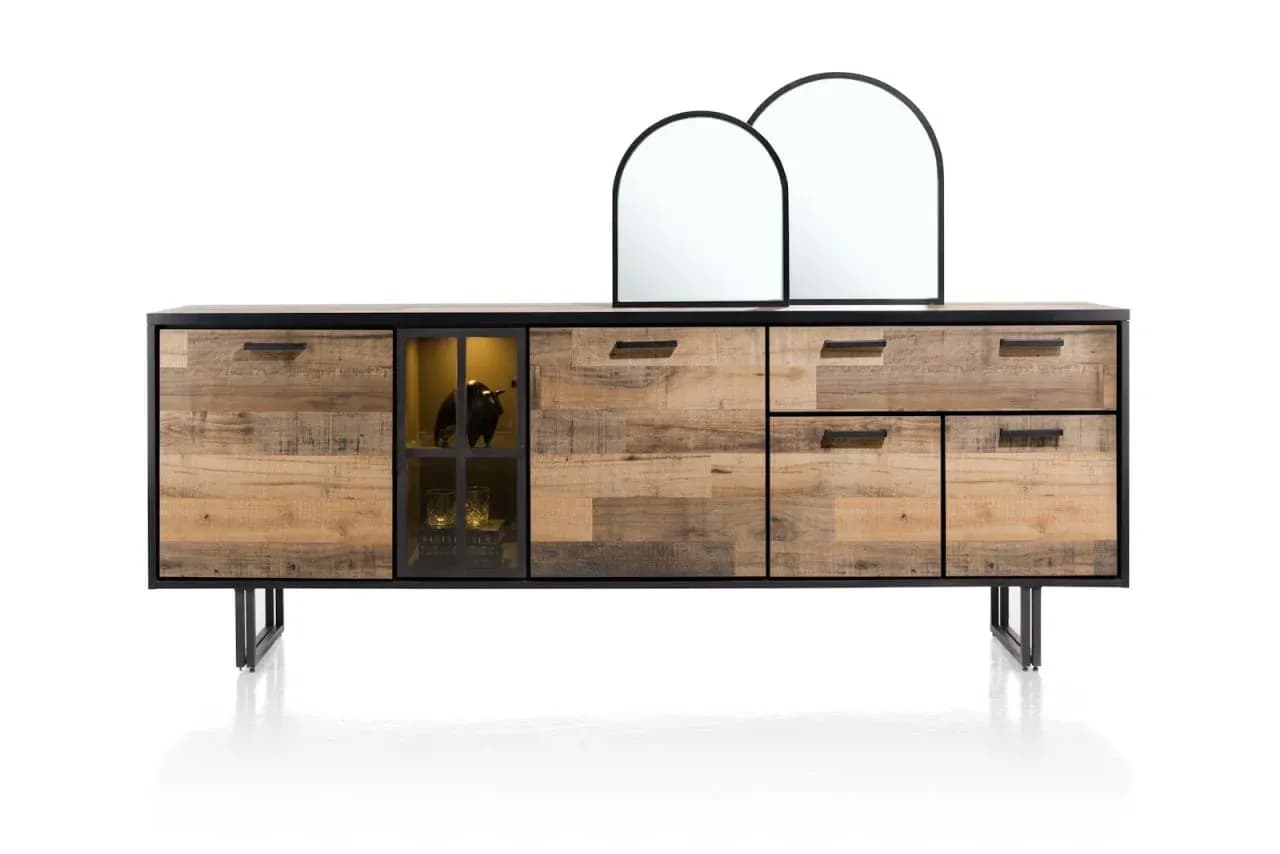 Avalon, Sideboard 230 cm - 4-Türen + 1-Lade + 1-Glastür (+ LED)
