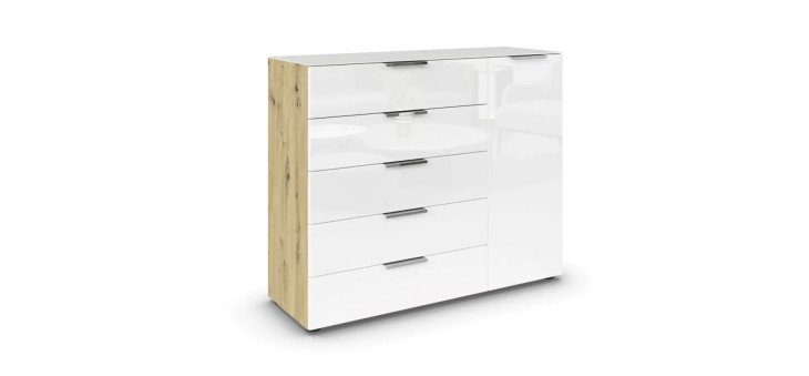 8fd2090caf062cb778e8f040b57a4065fd615814 Kommode 2 RIPP Eiche Dekor Glas Wei Glas Wei Freisteller 1
