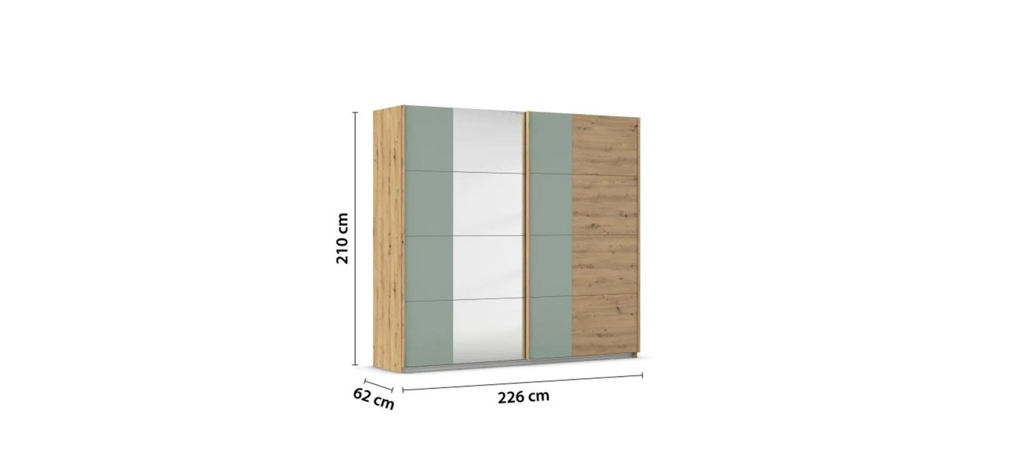 c6d4dd6f428e45905667313608a8ee4f334630a5 Schwebet renschrank B 226 cm Eiche Salbei Bema ung