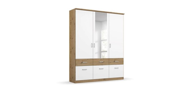 6c97528dad503c5d3e0d3b6ed84bfcdabecbecae Dreht renschrank ROYAN 136 cm Eiche Dekor Wei Spiegel Freisteller 1