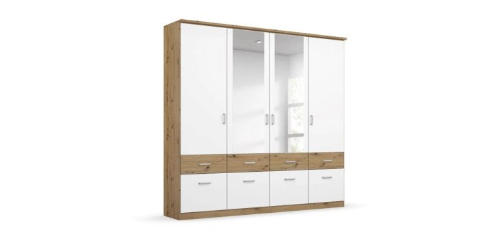 5accd5b157e18d1db01ed55e015617914dbeb1d2 Dreht renschrank ROYAN B 181 cm Eiche Artisan Wei Spiegel Freisteller 1